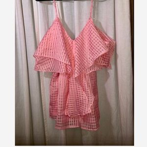 🛑Sale🛑Misguided Pink sheer checkered play suit